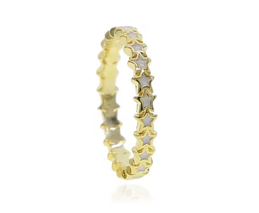 Anillo Mini Estrellas Esmaltadas en Blanco