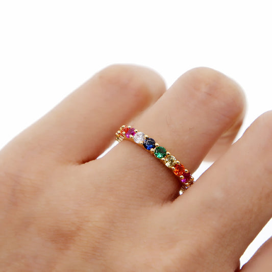 Anillo Rainbow con Circonias de Colores