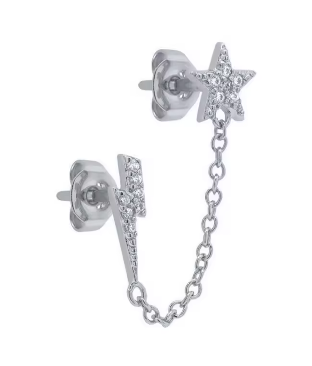 Arete Doble con Estrella y Rayo en Circonias