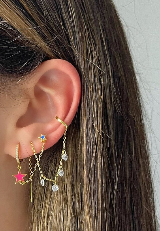 Arete Doble con Estrella Roja