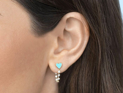 Aretes Corazon con Cadena de Brillantes