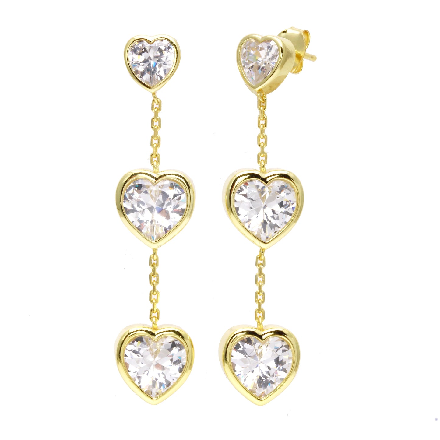 Aretes Triple Corazon de Gota