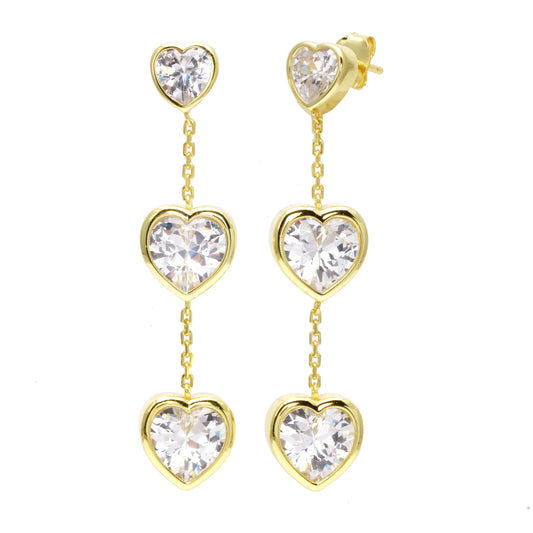 Aretes Triple Corazon de Gota