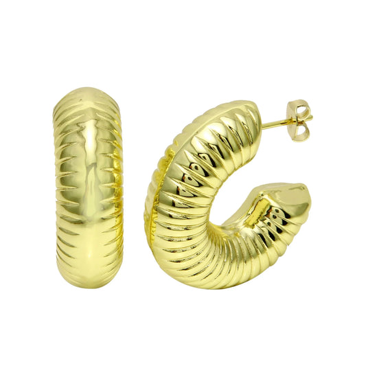 Aretes Hoop globo acanalado