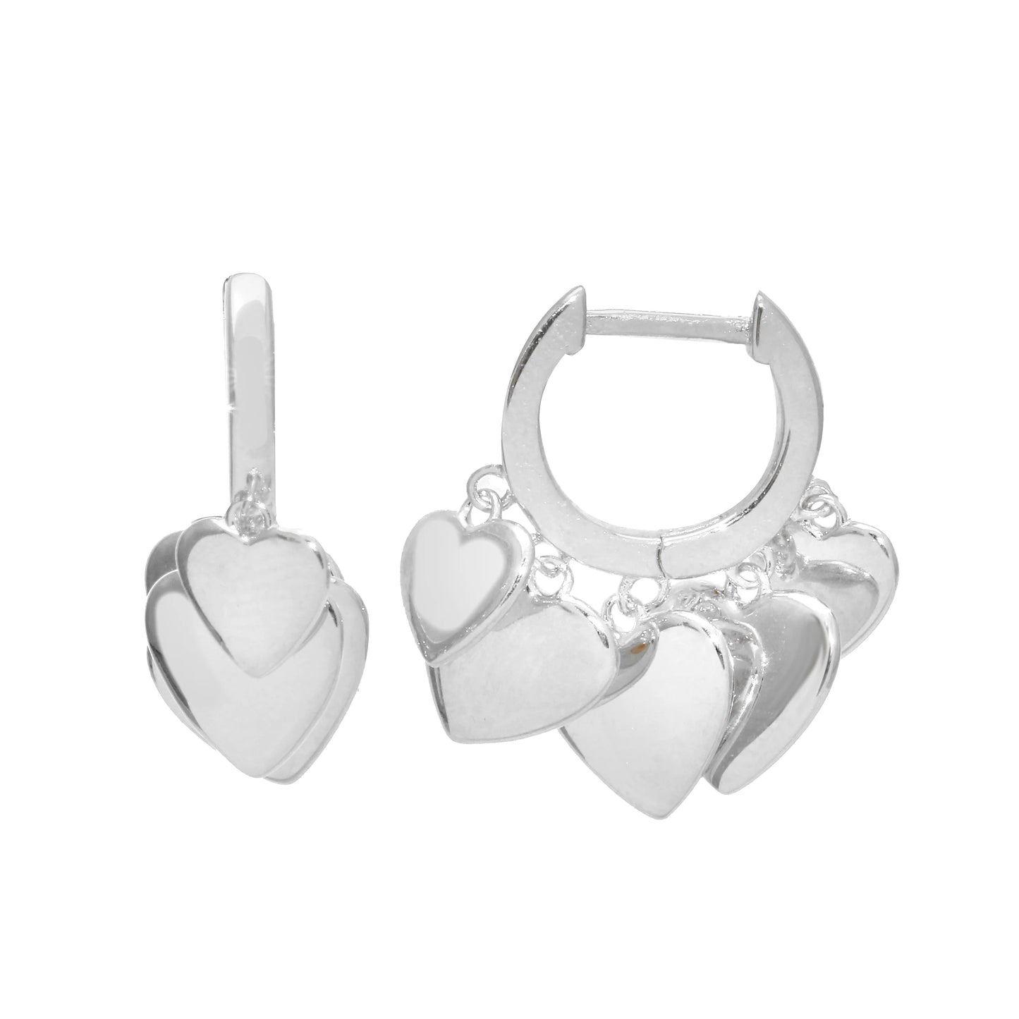 Aretes Huggies colgantes con corazones solidos