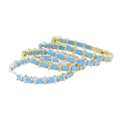 Arracadas Grandes con Piedras Turquesa y Circonias