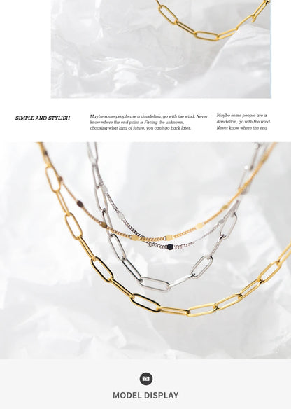 Collar Cadena Doble PaperClip y Delgada