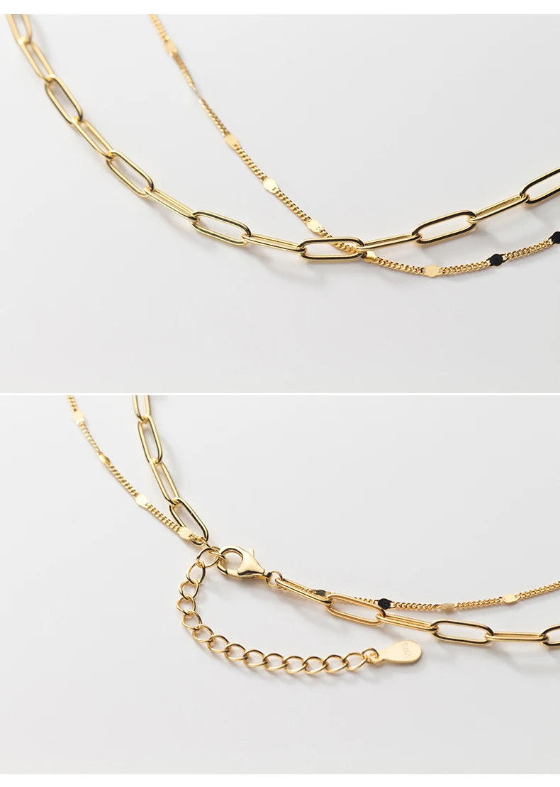 Collar Cadena Doble PaperClip y Delgada