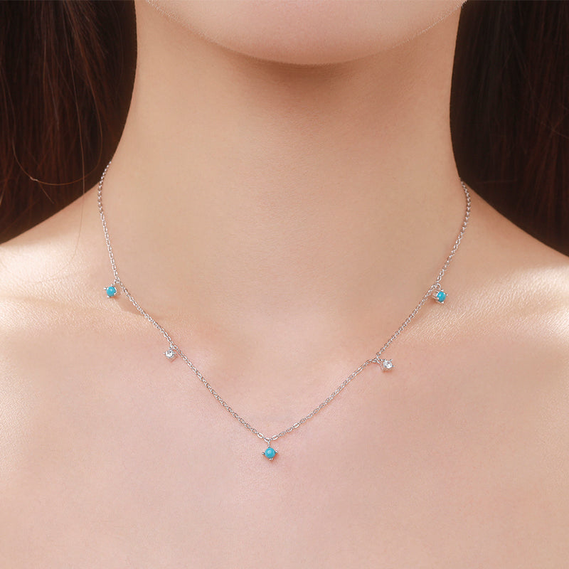 Collar Colgantes Gotas Turquesa