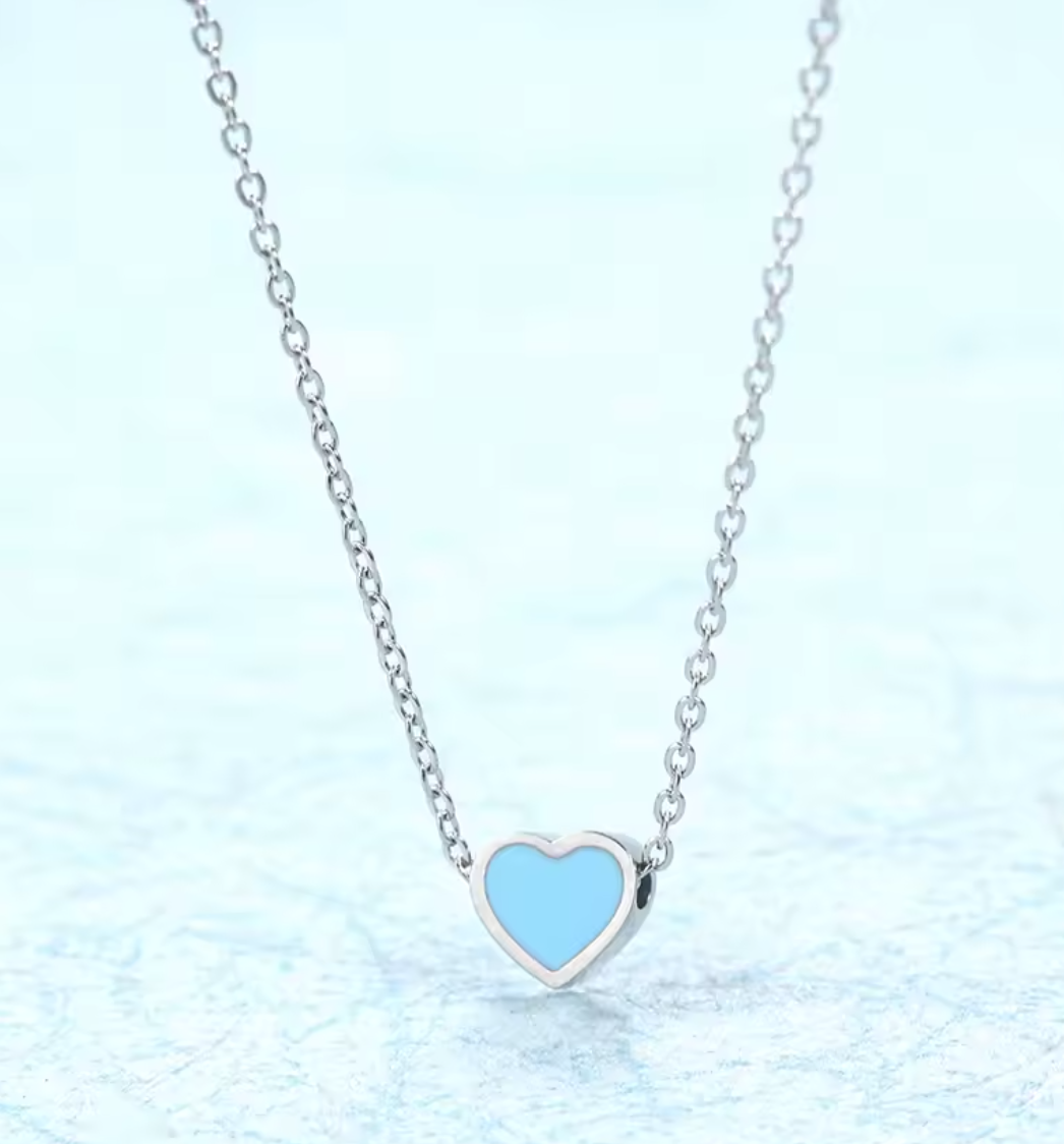 Collar Corazon Chico Turquesa