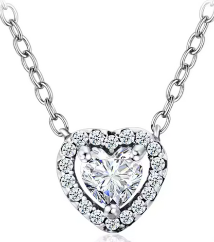 Collar Corazon con Diamante y Circonias