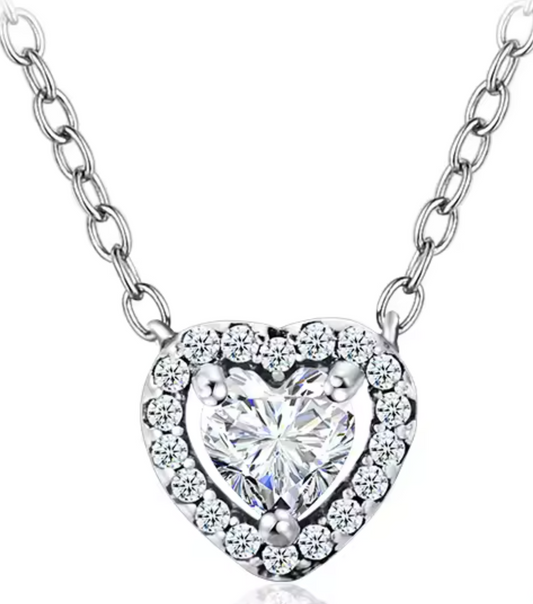 Collar Corazon con Diamante y Circonias