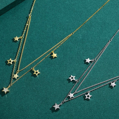 Collar  Doble con Estrellas Colgantes