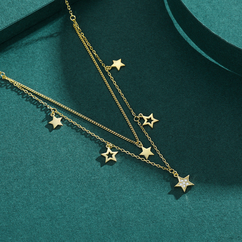 Collar  Doble con Estrellas Colgantes