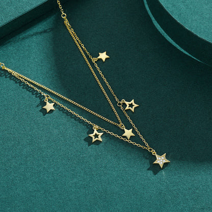 Collar  Doble con Estrellas Colgantes