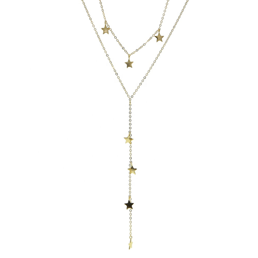 Collar Doble Largo con Estrellas Coplgantes
