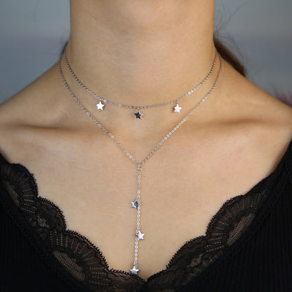 Collar Doble Largo con Estrellas Coplgantes