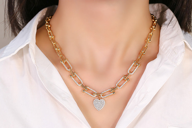 Collar Eslavones con Corazon en Circonias