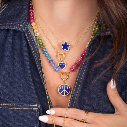 Collar Flor Grande Piedra Azul