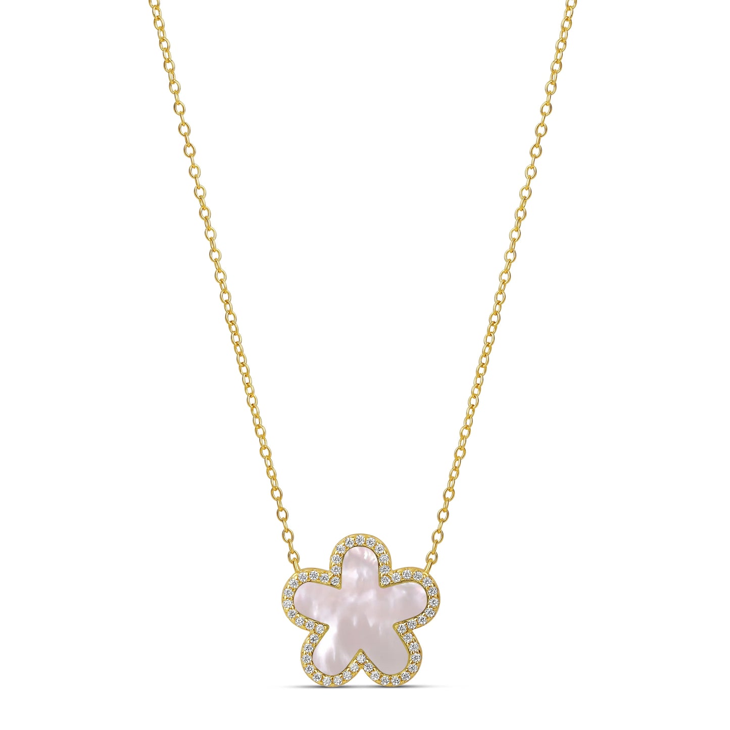 Collar Flor Grande Piedra Blanca