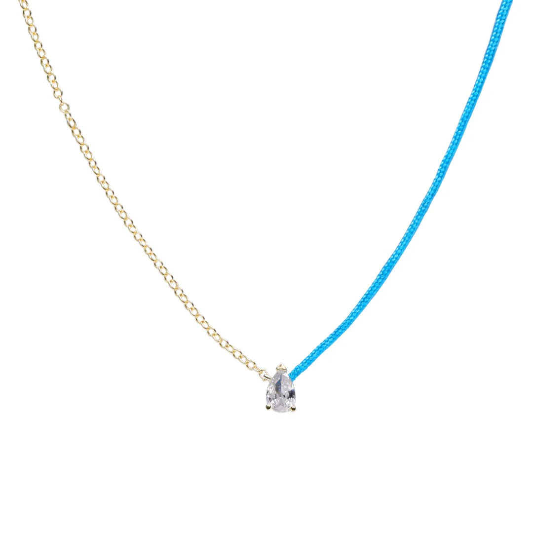 Collar Hilo Azul con Brillante
