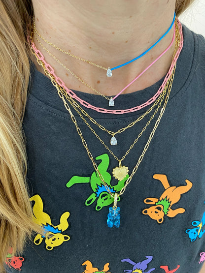 Collar Hilo Azul con Brillante