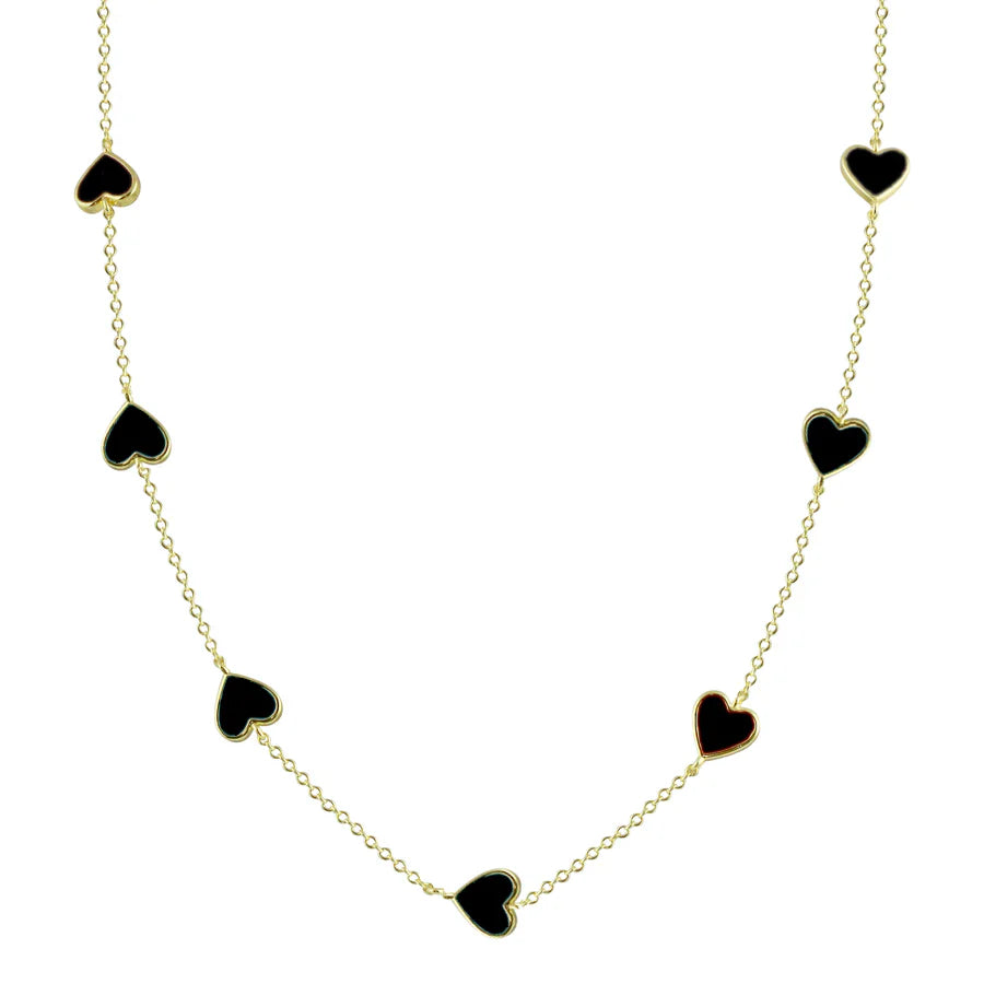 Collar Multi Corazones Negro