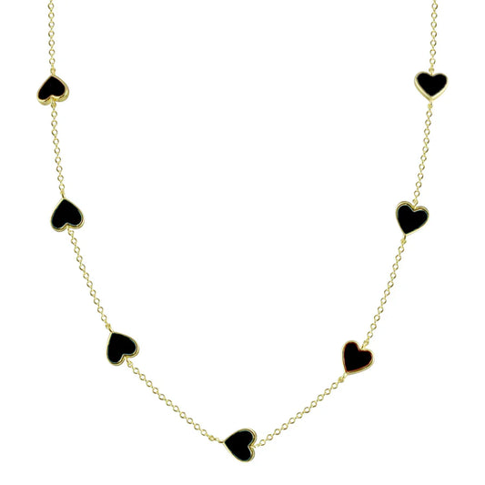 Collar Multi Corazones Negro