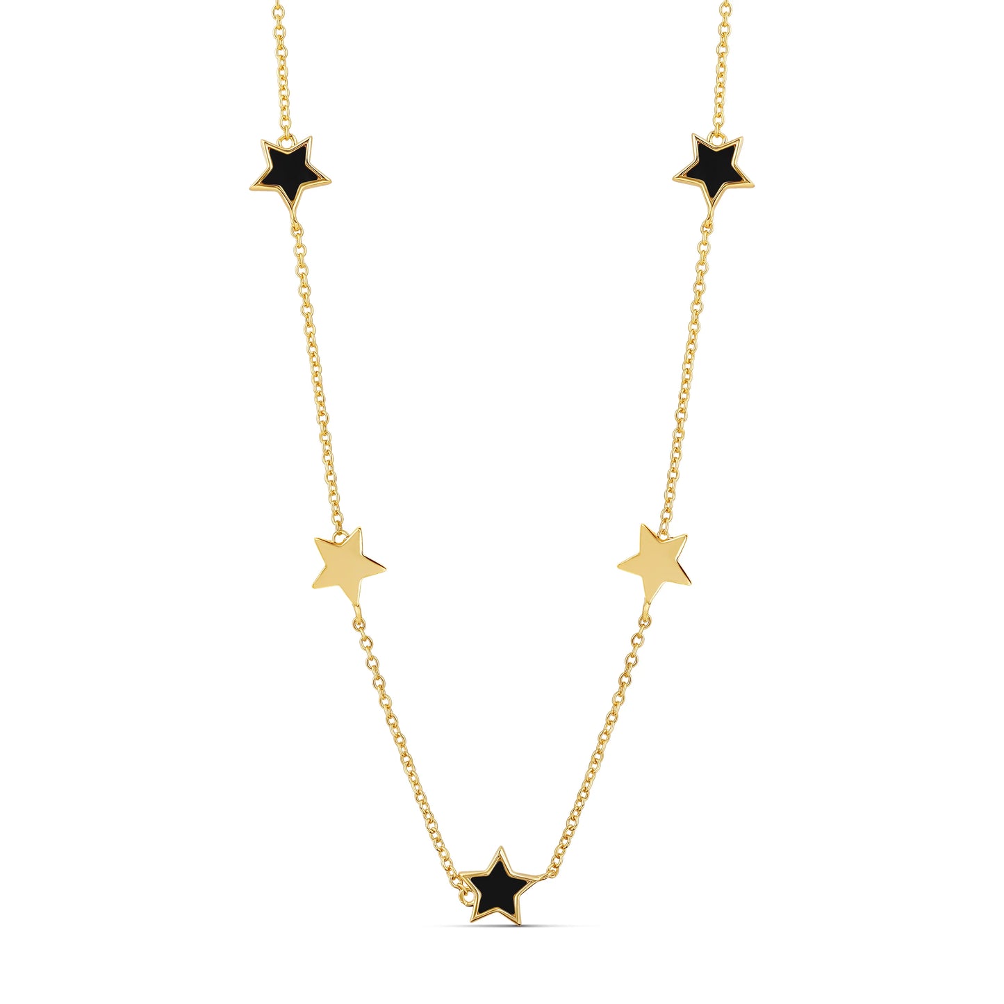 Collar Multi Estrellas Negras y Doradas