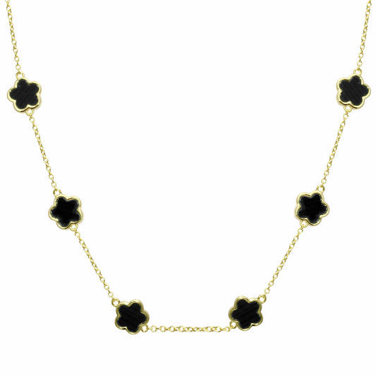 Collar Multi Flores Negras
