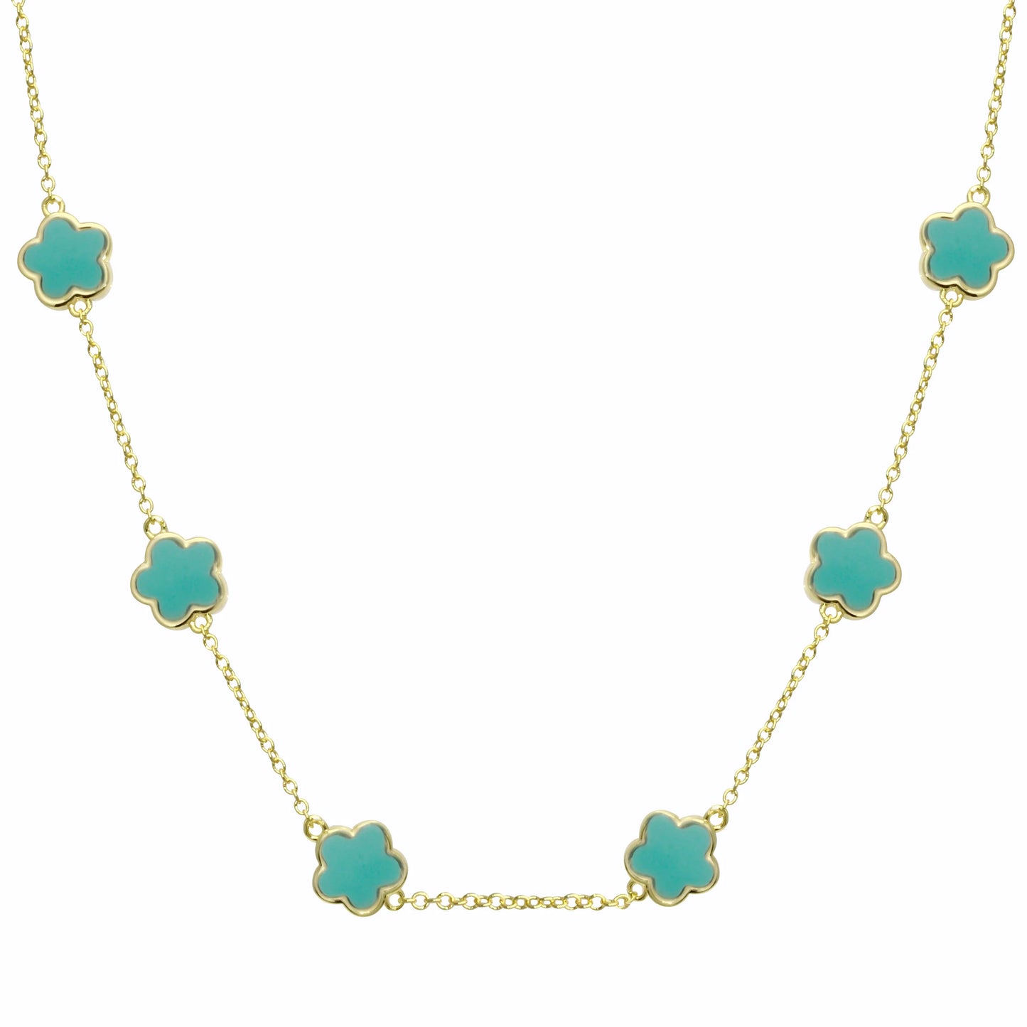 Collar Multi Flores Turquesa