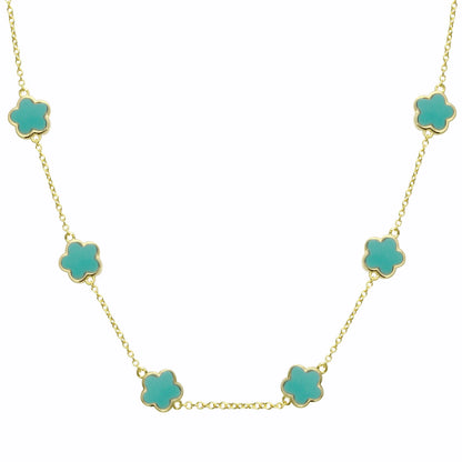 Collar Multi Flores Turquesa