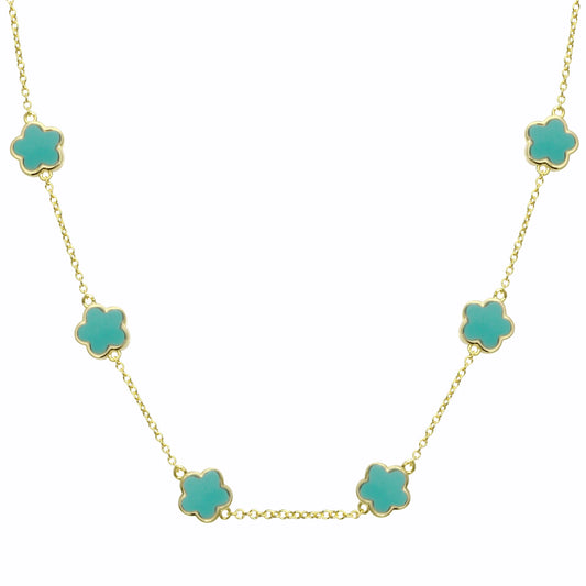 Collar Multi Flores Turquesa