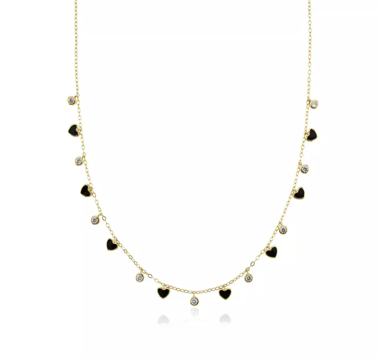 Collar  Mini Corazones Negro