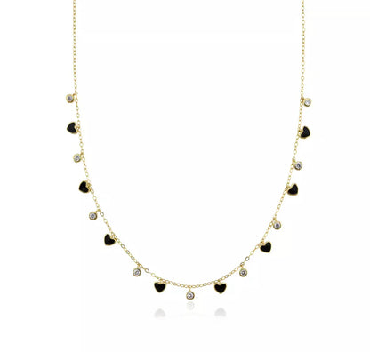 Collar  Mini Corazones Negro