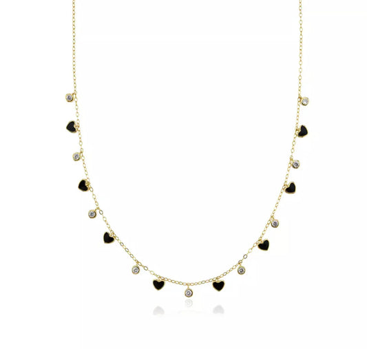 Collar  Mini Corazones Negro