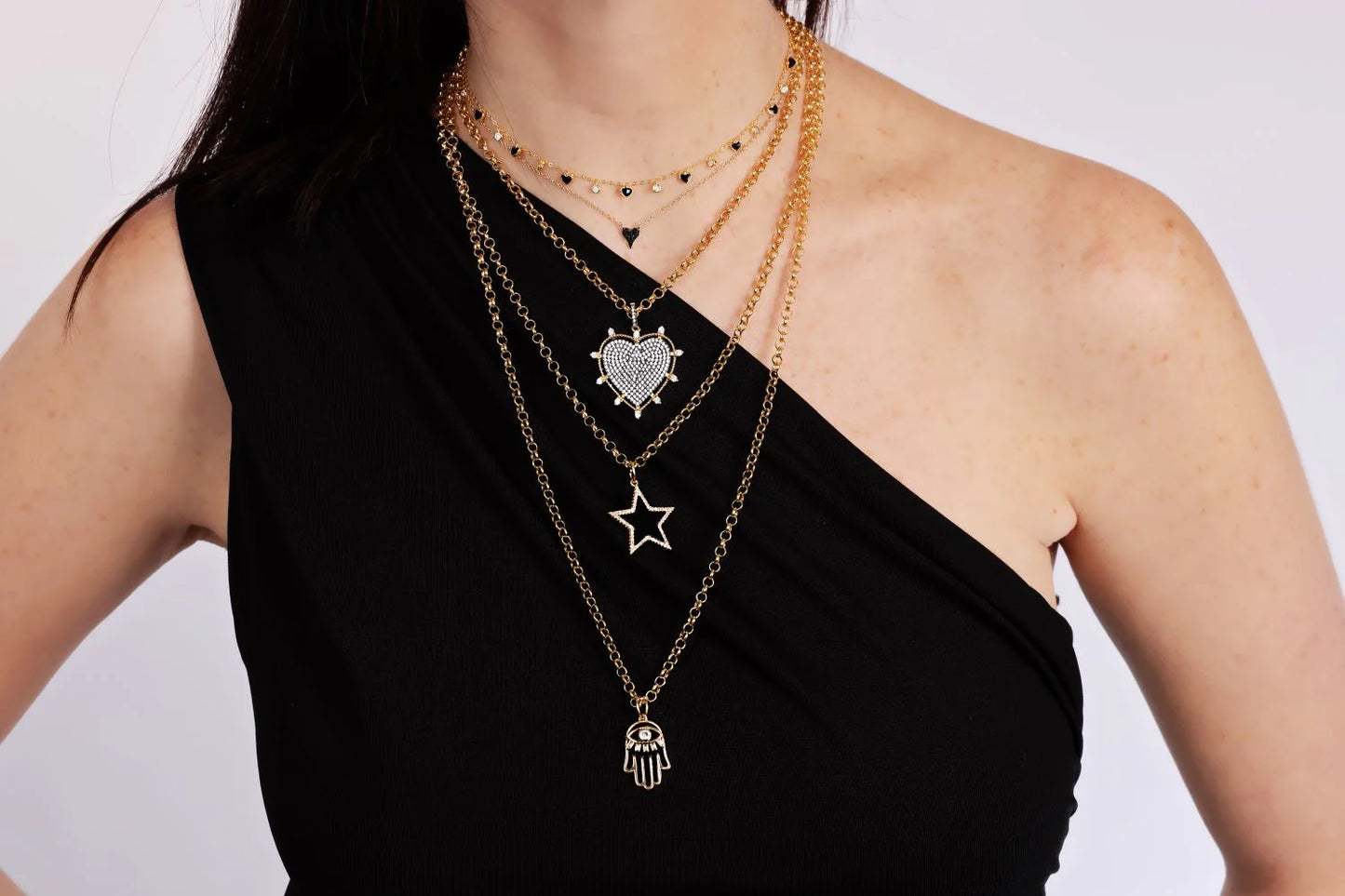 Collar  Mini Corazones Negro
