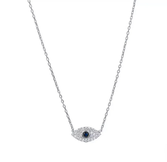 Collar Ojito con punto Azul y Circonias