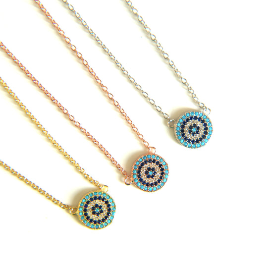 Collar OjitoTurquesa Circular con Circonias