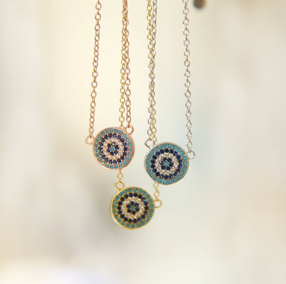 Collar OjitoTurquesa Circular con Circonias