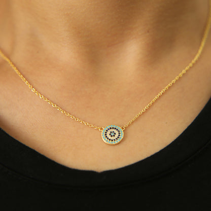 Collar OjitoTurquesa Circular con Circonias