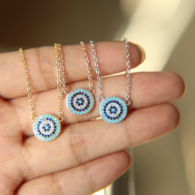 Collar OjitoTurquesa Circular con Circonias