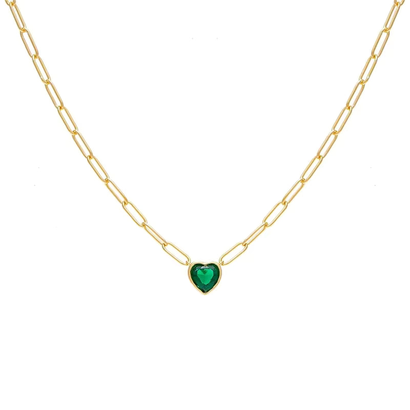 Collar PaperClip Corazon Verde