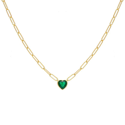 Collar PaperClip Corazon Verde