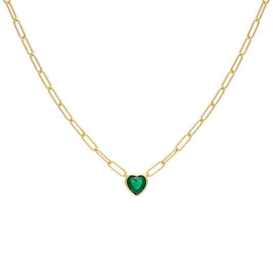 Collar PaperClip Corazon Verde