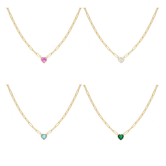Collar PaperClip Corazon Verde