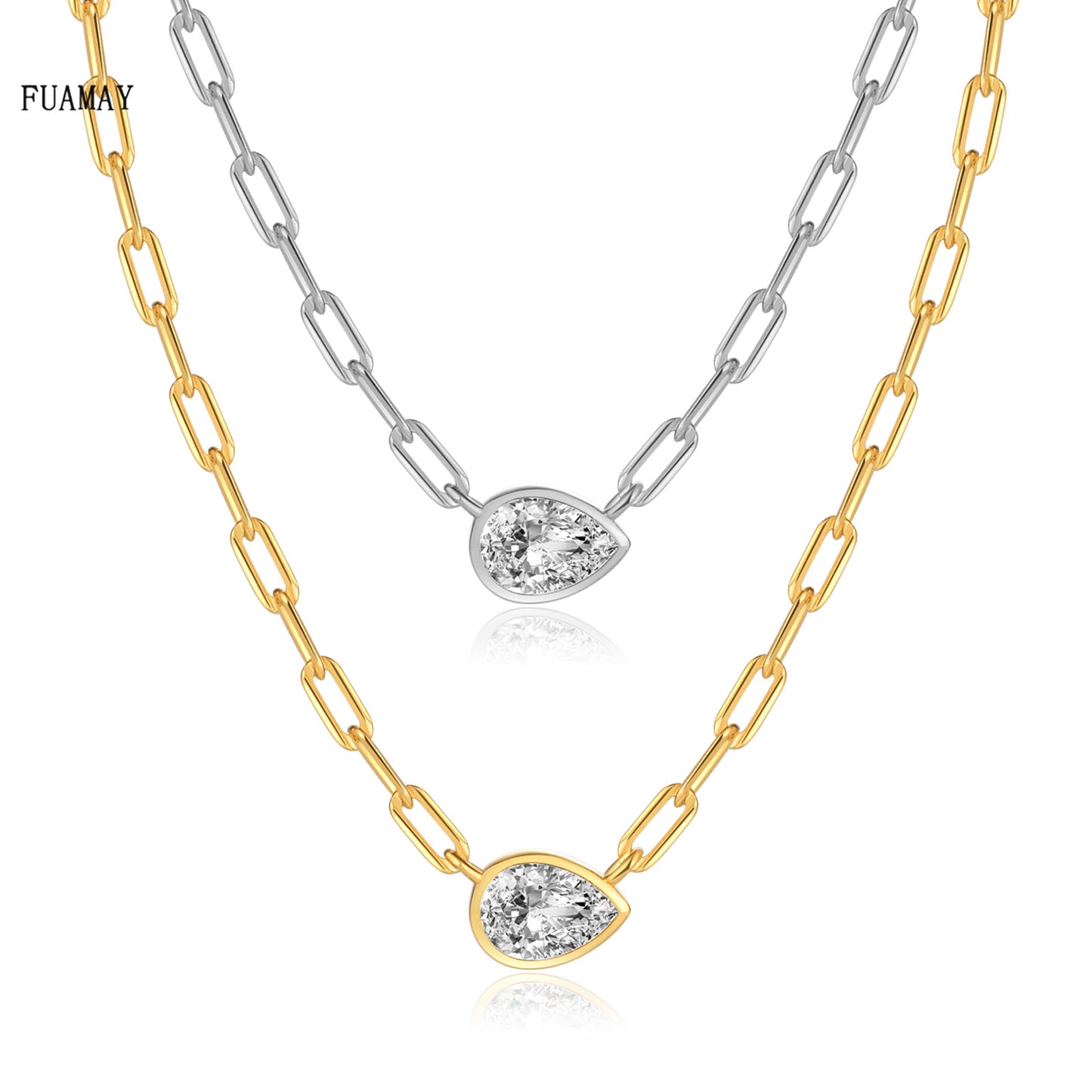 Collar PaperClip Gota de Diamante