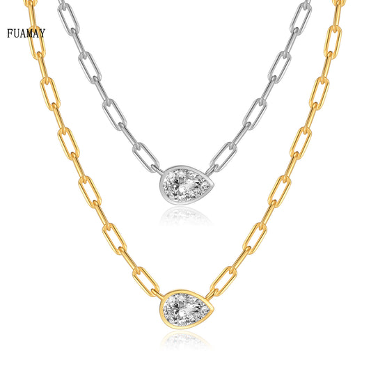 Collar PaperClip Gota de Diamante