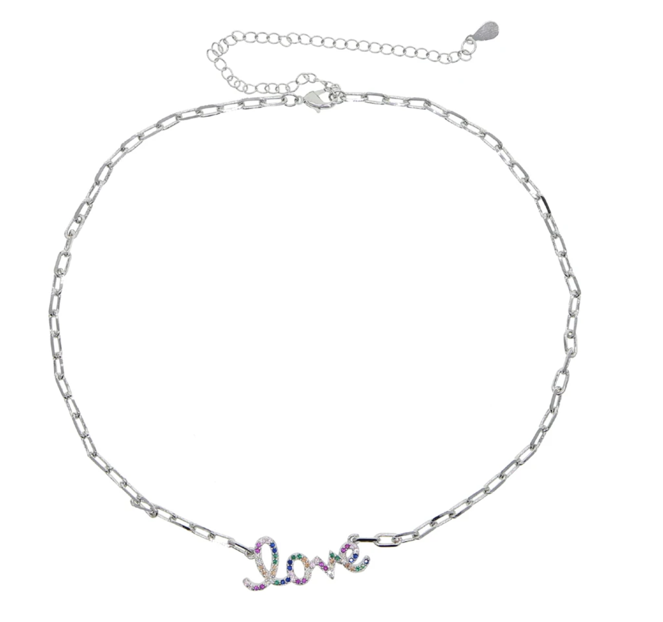 Collar PaperClip Love Circonias Colores
