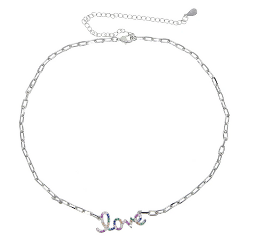 Collar PaperClip Love Circonias Colores